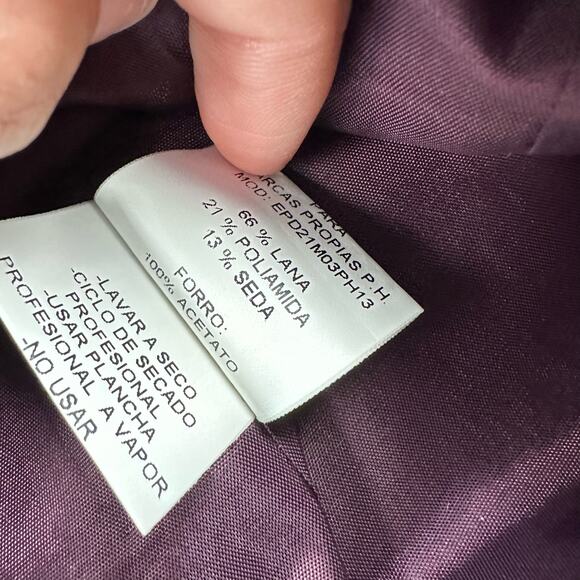 Epsilon purple silk wool blend button front coat 6 - Picture 7 of 8